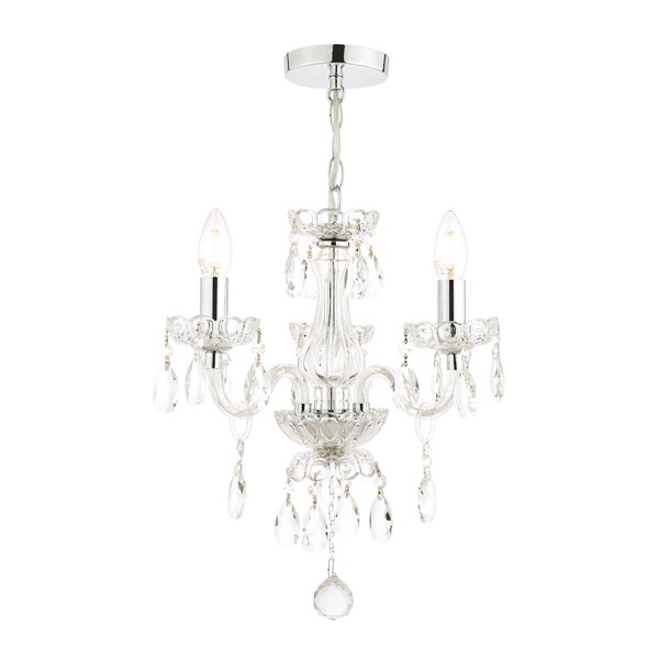 (image for) Laura Ashley Harriet 3 Light Crystal & Polished Chrome Chandelier